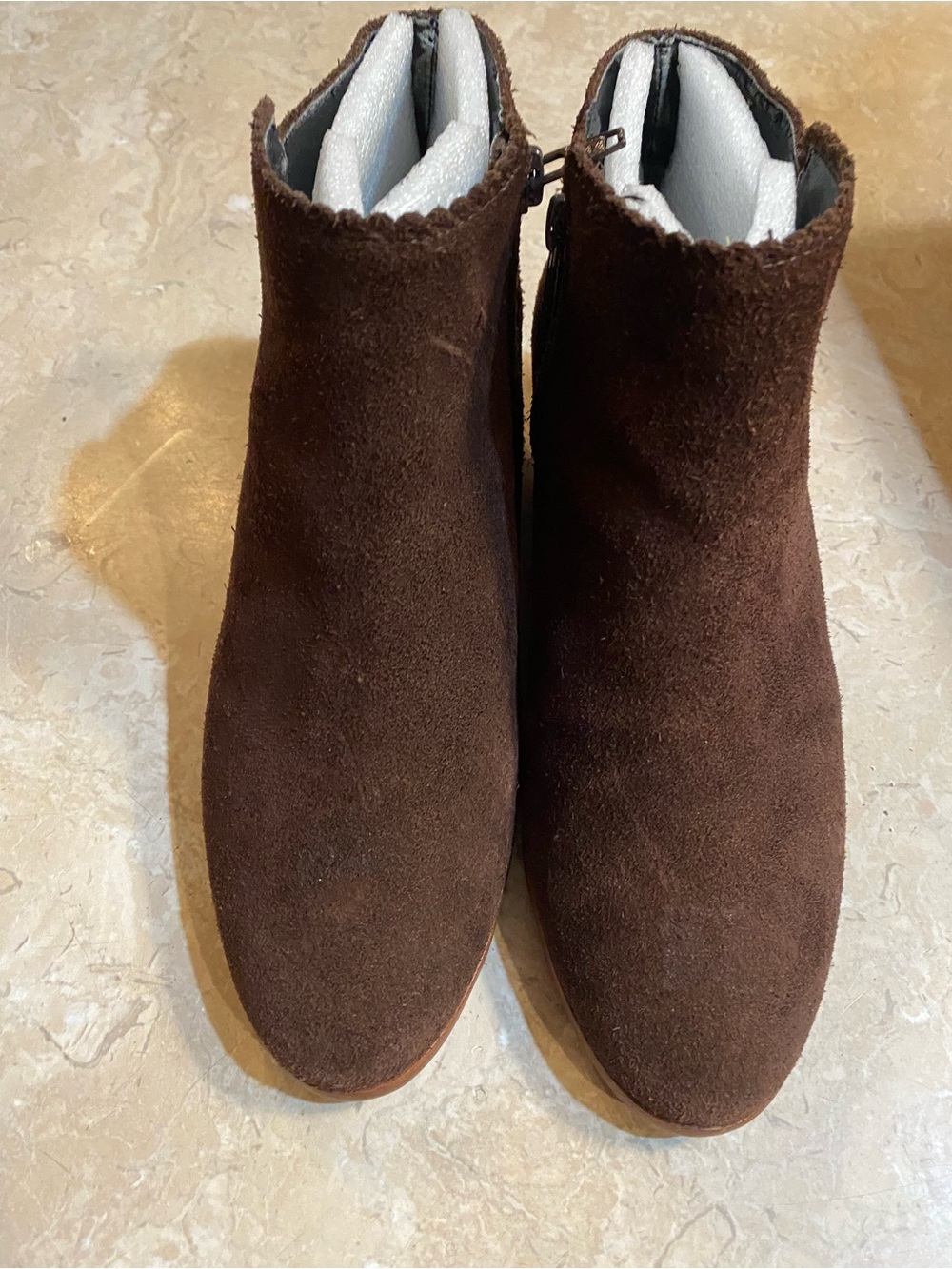 Jack Rogers Brown Suede Scalloped Ankle Booties